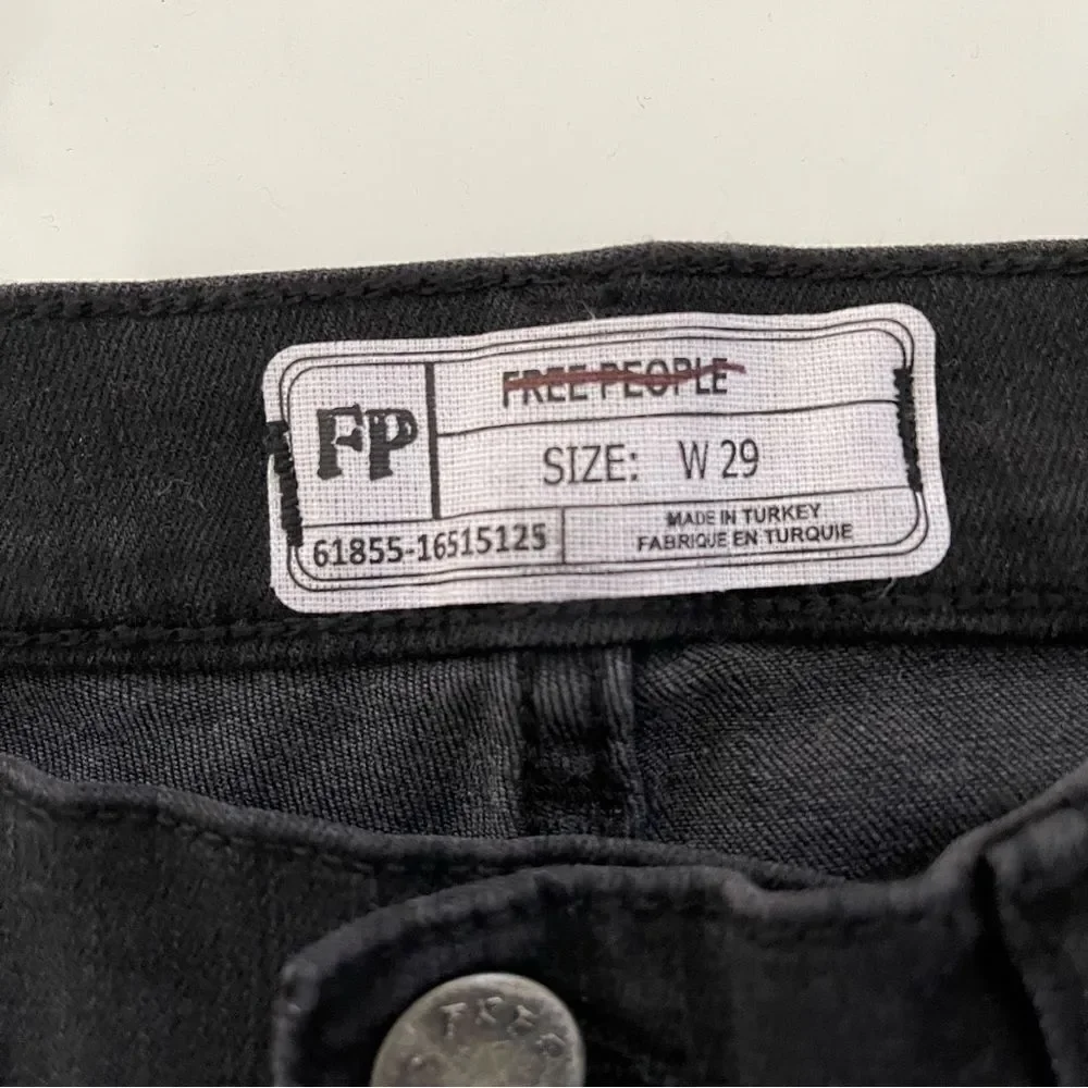 Free People Skinny Jeans Button fly Size 29 Dark Wash 2 missing buttons